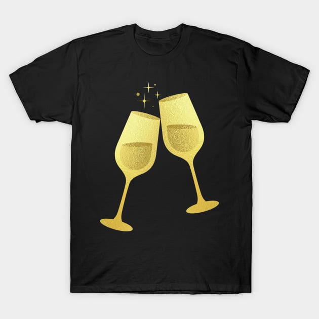 Champagne Glass Design T-Shirt by Imagination